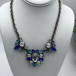 J.‎ Crew Emerald, Blues, Teal, Light Green Rhinestones Statement Bib Necklace